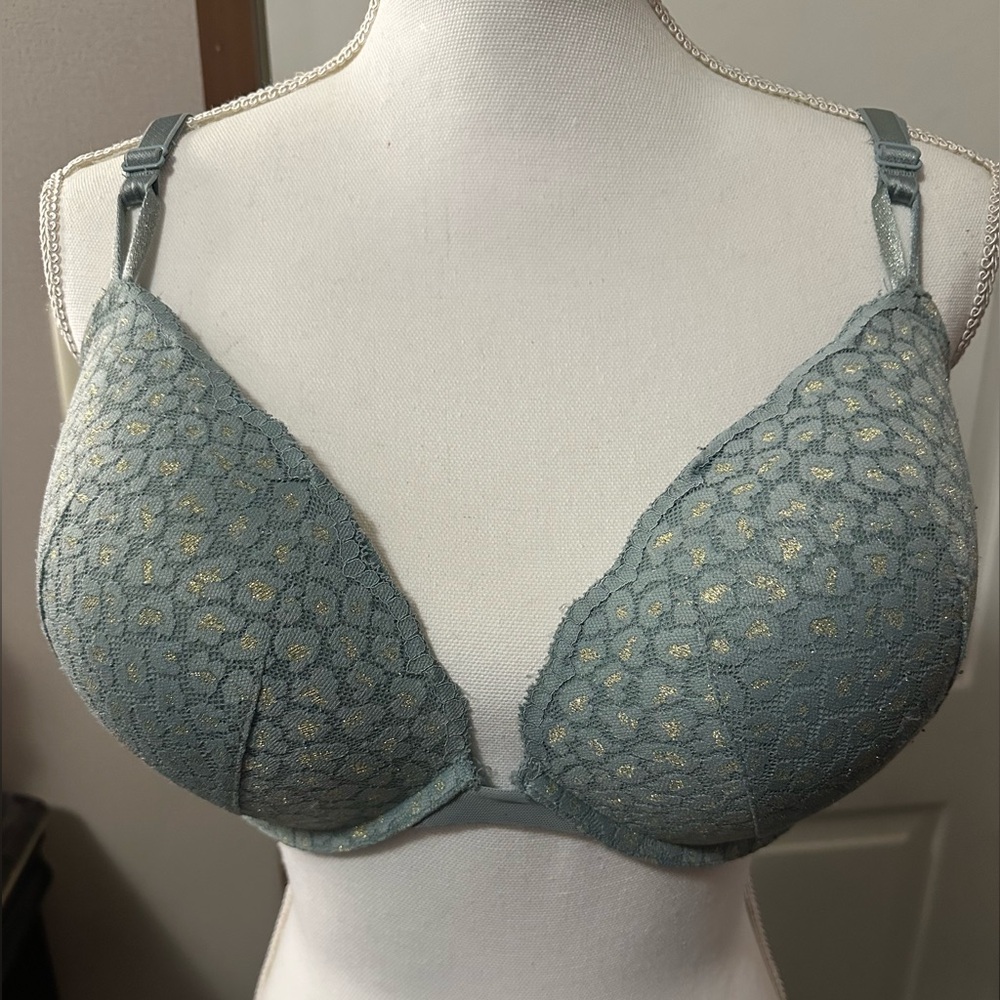 Victoria’s Secret Elegant Lace Bra in Blue Extra Push-Up